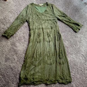 Olive Green Lace Dress (s/m)